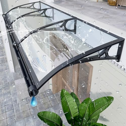 Toit Abri Protection Contre La Pluie Et UV Auvent De Patio,extérieure Auvent Fenêtre Marquise De Porte D'Entrée,Toit Marquise Abri Protection Aluminium,Polycarbonate Auvent De Incurvé Avec Évier. ( Co