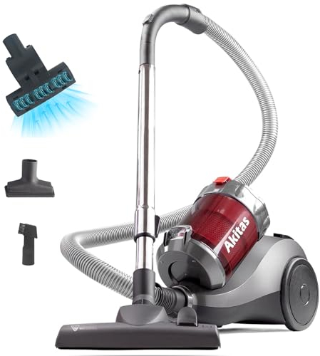 Akitas Aspirapolvere senza Sacco 800W 2,5L con Spazzola Turbo per Peli di Animali e Spazzola 2-in-1 Tedesca Wessel Werk per Pavimenti Duri e Tappeti