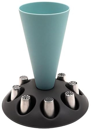 Piping Bags Holder Piping Bag Stand, Pastry Bag Support Stand, Plastic Pastry Bag Stand for Cake Decorating Kit, Piping Bag Filling Stand with Cake Nozzles Holder, Baking Accessories (Blue) (Baofu)