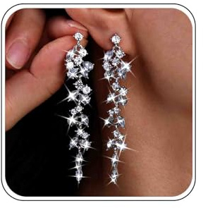 Inateannal Longues Boucles D'oreilles Chandelier En Cristal Feuille D'argent - Pendantes En Strass Zirconium - Bijoux De Mariage Pour Femmes Et Filles