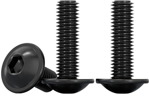 Drenky Tornillo de Cabeza Alomada con Brida Y Hexágono Interior, M6x20mm Negro Tornillo a Máquina Acero Inoxidable A2 V2A Tornillos Roscados Totalmente pour Les Connexions Mécaniques, 20 Piezas