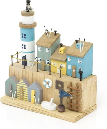 SiL Interiors Nautical Seaside Village Houses Wooden Ornament