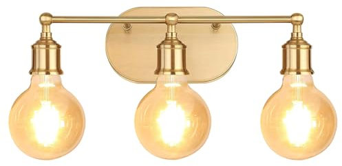 Chao Zan Wandlampe Innen, Industrial Wandleuchte, Spiegelleuchte Vintage, Modern Wandbeleuchtung für Bad, Wohnzimmer, Schlafzimmer (Gold)