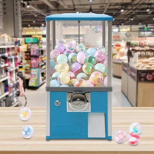 LSHFYV Candy Gumball Machine, Vending Machines for Business, Round Capsules Gumballs Bouncy Balls, Capsules Toy Vending Machine Dispenser Prize Machine for Game Retail Stores for 4.5-5.5cm Ball,Blue