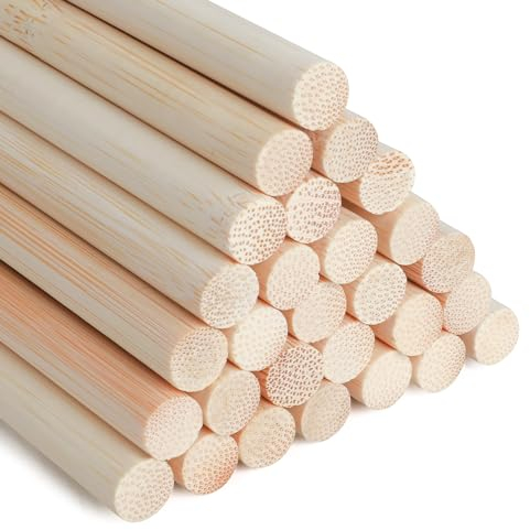 SOSMAR 30 Stück Holzstäbchen zum Basteln, Bambusstäbe rund Ø 10mm x 30cm Lang Rundholz Natur Holzstab Bastelholz für Modellbau DIY Handwerk und Deko