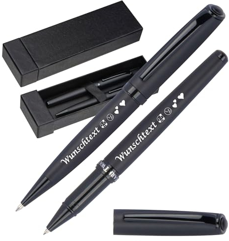 Mark Twain Schreibset mit Gravur | Drehkugelschreiber & Rollerball | elegante Geschenkbox | hochwertiges Metall | Gravierter Kugelschreiber mit Name