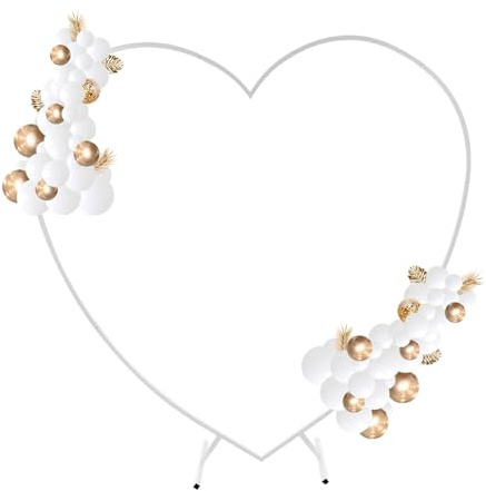 Herz Hochzeitsbogen Freistehend Hochzeitbogen Rahmen 200x210cm Herz-Formen Arch Stand Ballonbogen Blumen Rahmen Geeignet für Hochzeiten Geburtstagsfeiern Bankette und andere Feierlichkeiten etc (Weiß)
