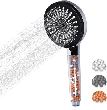 Pommeau de Douche Haute Pression Universelle, Pommeau de Douche Economie D'eau avec 5 Types de Jets, Douchette Douche Salle de Bain à Effet Pluie pour Eliminer Le Chlore Résiduel