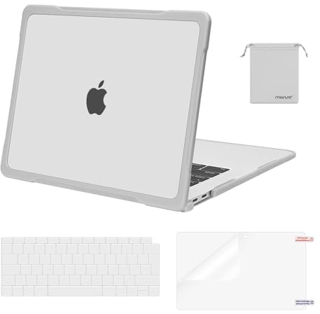 MOSISO Compatible with MacBook Air 13 inch Case M1 2021-2018, Translucent | Soft TPU Bumper Anti-scratch Case Compatible with MacBook Air 13 A2337 A2179 A1932&Keyboard Skin&Screen Protector&Storage Bag