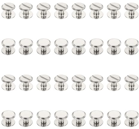 PATIKIL Chicago Screws, 50 Sets M4x4mm Carbon Steel Nickel Plated Chicago Screw Phillips Binding Post Screw Rivets for Leather Belt Scrapbook Photo Albums, Silver