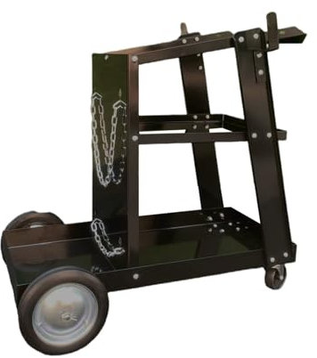 3-Tier Welding Trolley with Wheels, 80kg Load Capacity Welder Equipment Storage for Gas Bottles with Safety Chain