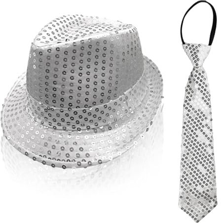 TUONYIS 2 pièces Jazz Dance Hat Chapeau Sequin Coldie, Sequin Fedora Cap for Party 70s Disco Costume Hip-Hop Hipy Disco Hat pour Hen Party Night Jazz Dancers. (Argent)