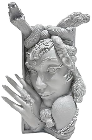 Buchstützen mit Schlange auf Kopf, Frauengesicht, Statue, Buchecke, Kunstharz, Skulptur, Buchhalter, Dekoration, Desktop-Kunst, Ornamente für Zuhause, Büro, Regal