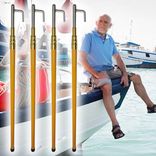 bootshaken Bootshaken Zum Anlegen, Ausziehen, Schwimmen, 1 2 3 4 5 Stück Teleskop-Bootshaken Mit Fiberglasstange Und Edelstahlhaken, Leichtgewichtig Schwimmendes Bootszubehör(Yellow - 4 pcs,L 6m (19'
