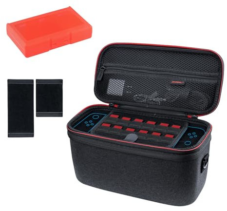 Mcbazel Borsa Protettiva a Doppio Strato Custodia Rigida Impermeabile per Console NS Switch 2, Controller, Gamepad, Base di Ricarica e Accessori con Porta 24 Carte di Gioco - Grigio Scuro