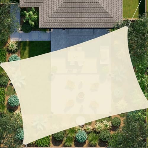 SRHIMEOS Vela Ombreggiante Quadrata Impermeabile 4x8m, Tende a Vela Parasole in HDPE Resistente Ai Raggi UV, Telo Ombreggiante per Giardino, Terrazza, Prato, Patio, Esterno, Campeggio
