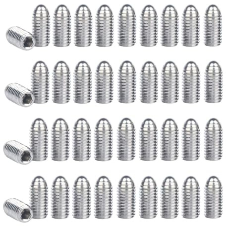 Treer 40Stk M4 Vollgewinde Innensechskant Kugel Punkt Federnde Druckstücke aus Edelstahl 304,Güteklasse 4.8, Kugelkopf Madenschrauben Kugelstößel für Mechanische Geräte (M4 x 6 mm)
