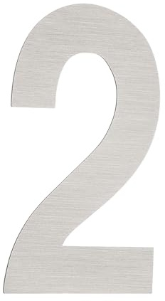 PATIKIL Numeri civici per esterni, numero 2 argento in acciaio inox, autoadesivo, moderno, numeri di porta per caselle postali residenziali per casa, esterni, 9,9 x 4,9 cm