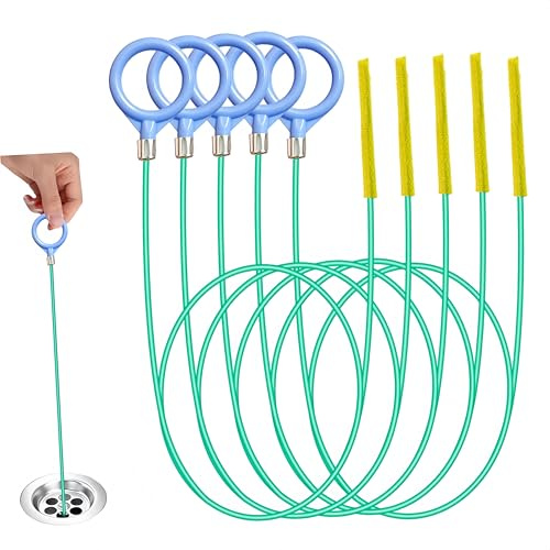 35 Inch Drain Snake Sink Unblocker Tool (5 Pack) – Heavy Duty Flexible Metal Drain Unblocker with Reinforced Micro Hooks for Unblocking Bathroom Sink, Shower, Bathtub Hair Clogs