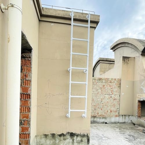 Weiße Dachleiter für den Außenbereich, 140 cm und 180 cm, Wandmontage, Dachboden und Etagenbett, Leiter für Keller, Ausgang, Feuer, Flucht und Fenster, robust, sicher und platzsparendes Design