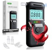 Alcoholimetro Homologado DGT, Test Alcoholemia con Pantalla LCD y 20 Boquillas, con Sensor Rápido, Alcoholímetro Portátil, Alcohol Test de Alta Precisión para Familia Partido