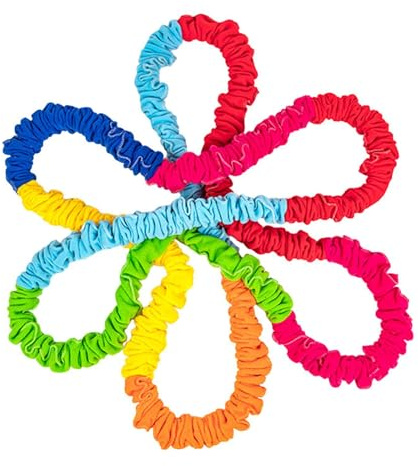 KIXZSAZ Banda elástica para integración de movimiento para actividades en el patio escolar de niños. Fomenta la cooperación grupal. Tubo elástico látex y tela multicolor. Ejercicio movimiento, 4m