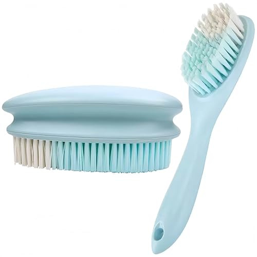 2 Pack Cleaning Scrub Brushes Soft Bristle Scrubbing Brush Clothes Brush Removes Stains from Fabrics Cleaning Brush Scrubber Brush for Fabric,Carpet,Clothes,Shoes (Blue)