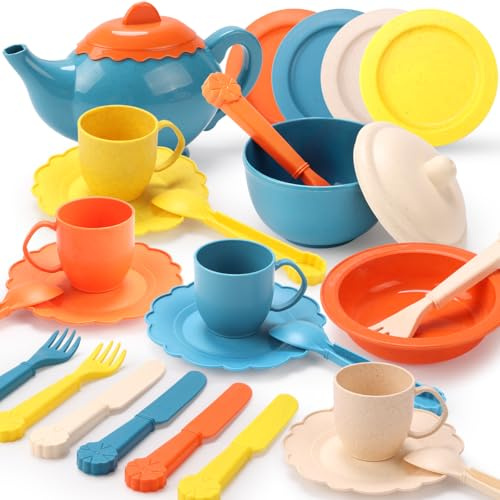 RUIDYA Afternoon Tea Party Playset Toys, Play Kitchen Accessories, Pretend Play Kids Kitchen Toys for Boys Girls 3+ Year Old, Children Toy Gifts for Christmas New Year