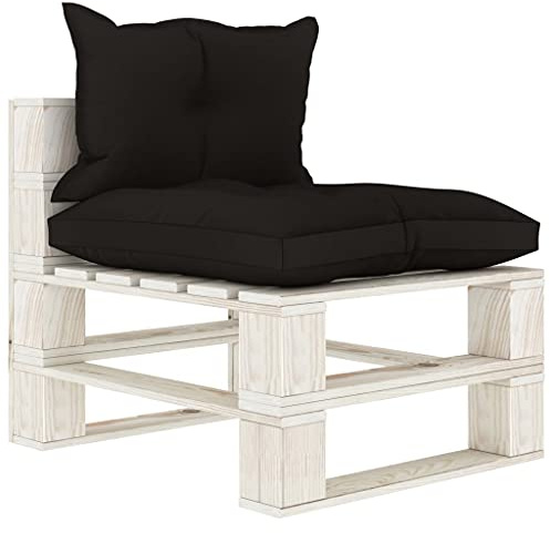 QZZCED Gartensofa aus Paletten aus Kiefernholz mit gepolsterten Kissen, wetterfestes Outdoor-Möbel für Terrasse oder Wohnzimmer, rustikales Design und einfache Montage