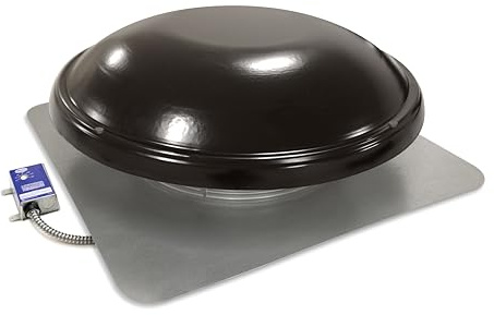 Master Flow GAF 1500 CFM Powered Roof Mount Attic Fan with Thermostat Controller for Up to 2800 Sq Ft | Durable Galvanized Steel Construction | Built-In Screen - ERV6BL