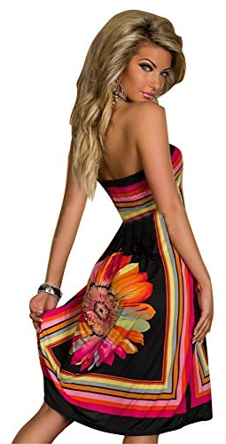 OCTOPUSIR Women Sleeveless Strapless Beach Sundress Ladies Summer Ethnic Bohemian Off Shoulder Floral Printed Bandeau Boobtube Casual Mini Cover Up Dress,Colour 15