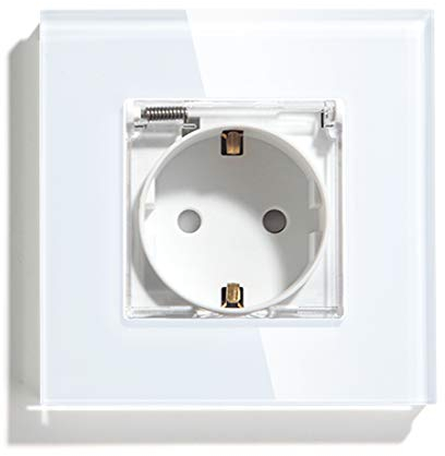 BSEED WIFI telecomando presa interruttore vetro con Amazon Alexa Google Home IFTTT controllo vocale a casa e ufficio, Bianco