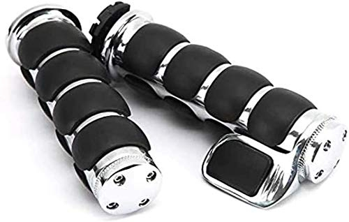 POFET 1 Chrome Billet Aluminium Comfortable Hand Grips Throttle Assistor Cruise Assist Wrist for Motorcycle Cruiser Chopper Touring Handlebar - Black