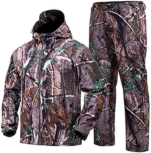 NXDRS kamouflage dold jaktkläder kamouflage jakt huvtröja jacka och byxor vindtät kappa, bionic camo, XL
