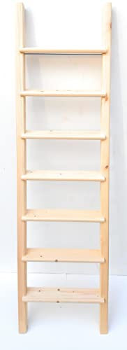Escalera con peldaños de madera maciza para dormitorio o cama alta (250 cm)