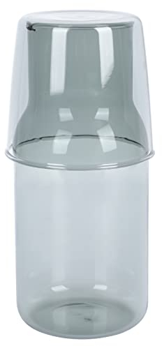 Amosfun 1 Set Bedside Carafe with Tumbler Water Pitcher and Cup Set Glass Nightstand Water Bottle with Tumbler for Bathroom Home Restaurant