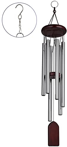KIKISML Campanelli a vento, Scacciapensieri in Legno e Metallo con Gancio, 6 Tubi di Alluminio Carillon Vento All'Aperto per Giardino Soggiorno Casa Decorazioni-Rosso