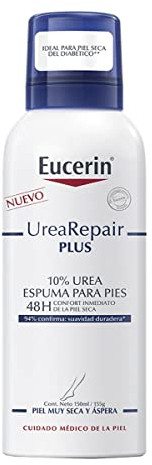 Eucerin Urea Repair 10% Mousse Piedi 150 ml, Schiuma piedi per idratazione e sollievo per 48h, Schiuma Urea e Ceramidi rigenerante per talloni secchi e screpolati