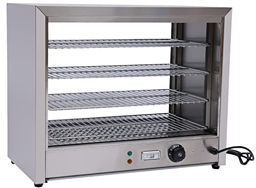 SHZICMY Warmhaltevitrine mit Beleuchtung, 4-Etagen Heiße Theke Speisenwärmer Warmhaltetheke 800 W 30-85°C