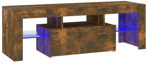 vidaXL TV Cabinet with LED Lights Lowboard TV Furniture Table Sideboard TV Cabinet HiFi Cabinet Smoked Oak 120 x 35 x 40 cm