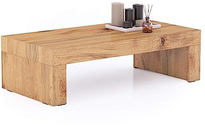 MOBILI FIVER, Mesa de Centro Evolution 120x60, Madera Rustica, mesita salón, mesita Auxiliar Baja, Made In Italy