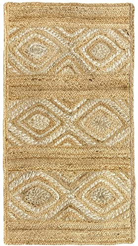 HAMID - Alfombra de Yute Aroa, 100% Fibra de Yute Natural, Alfombra Suave, Tejida a Mano, Alfombra de Salón, Comedor, Dormitorio, Pasillos, Entrada, (110x60cm)