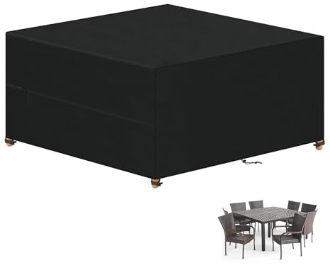 VANSHEIM Gartenmöbel Abdeckung Wasserdicht Schutzhülle Gartenmöbel Abdeckung für Tisch und Stühle Abdeckplane Gartenmöbel Abdeckhaube Gartenmöbel Winddicht Anti-UV 420D Oxford Gewebe 220x220x85cm