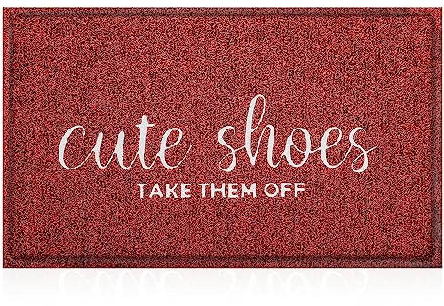 AOAOPQ Front Door Mat Welcome Indoor Outdoor Mats Cute Shoes Take Them Off Entry Waterproof Low Profile Floor Mat for Entryway Ideal Inside Outside Home High Traffic Area 47 Inch x 18 Inch Black
