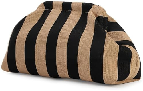 Bolsos de mano de para mujer Bolsos de tejidos de embrague de playa de ganchillo Bolso de bola de masa de verano de bloques de color