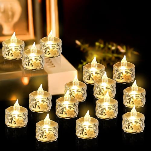 Bougies LED Chauffe-Plat Sans Flamme (24 Pièces) - Bougie Electrique pour Mariages, Décoration de Noël, Halloween (3,6 x 5 cm)