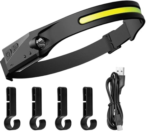 Lnhgh Lampada frontale ricaricabile, Lampada frontale a LED - Faro a LED luminoso da lavoro a fascio largo | Torce frontali da campeggio leggere, fascia per torcia USB per riparazioni, escursioni