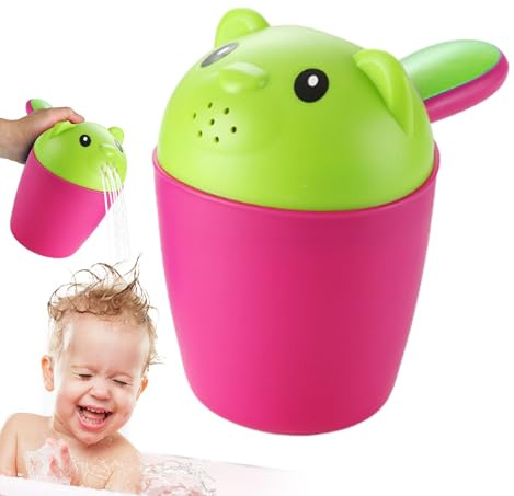 FVPKYUR Vaso de lavado para bebé, taza de baño para enjuagar el cabello, vaso para lavar el cabello, vaso de lavado con cascada con mango ergonómico, cucharas de champú, aspersor, agua de baño, taza