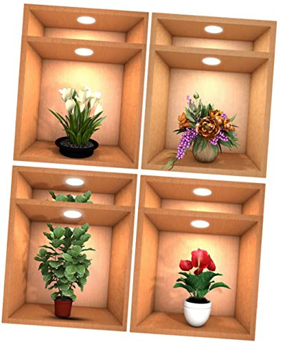 DOITOOL 2pièces Stickers Muraux Bonsaï Autocollants Amovibles Décoratifs Diy Pour Chambre Salon Bureau Peint Adhésif Pvc Effet Peinture Lot