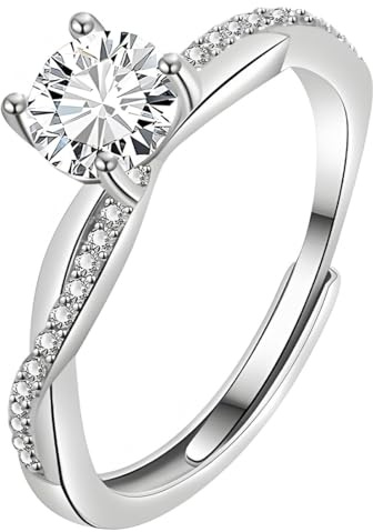 JEYORZY 1 bague en argent pour femme - Réglable - Bague de fiançailles - Bague de fiançailles - Bague d'anniversaire pour femme - Cadeau de bijoux